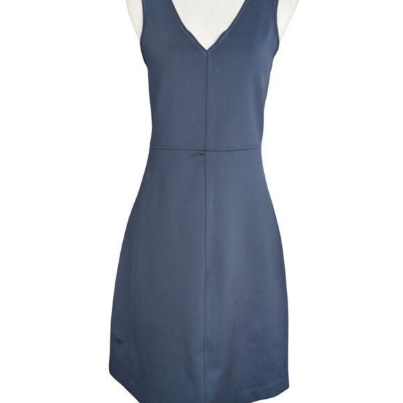 Banana Republic navy fit and flare v neck midi dress size S Tall - Picture 6 of 9